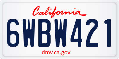CA license plate 6WBW421