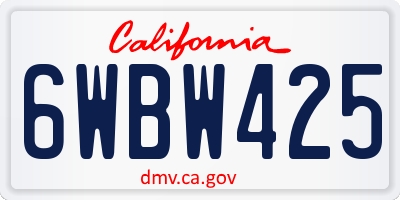CA license plate 6WBW425