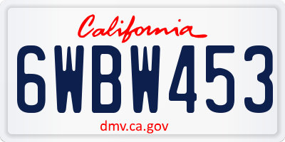 CA license plate 6WBW453