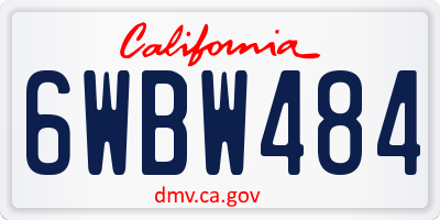 CA license plate 6WBW484