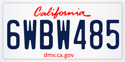 CA license plate 6WBW485