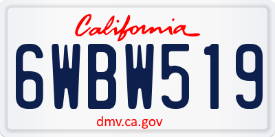 CA license plate 6WBW519