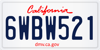 CA license plate 6WBW521