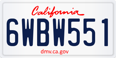 CA license plate 6WBW551
