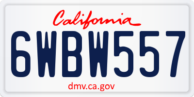 CA license plate 6WBW557