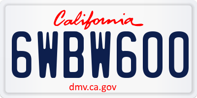 CA license plate 6WBW600