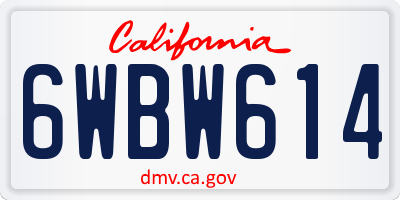 CA license plate 6WBW614