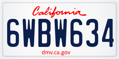 CA license plate 6WBW634