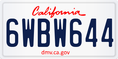 CA license plate 6WBW644
