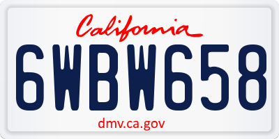 CA license plate 6WBW658