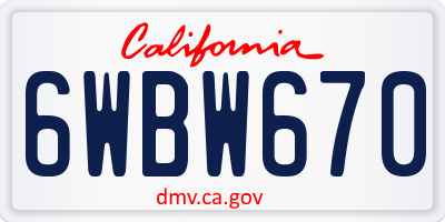 CA license plate 6WBW670