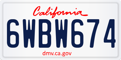 CA license plate 6WBW674