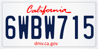 CA license plate 6WBW715