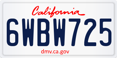 CA license plate 6WBW725