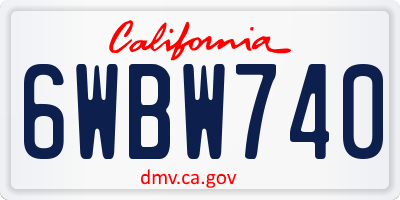 CA license plate 6WBW740