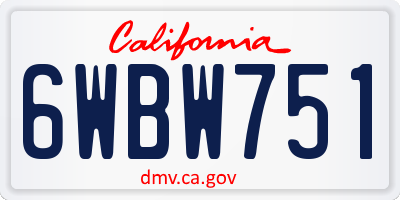 CA license plate 6WBW751
