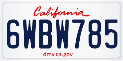CA license plate 6WBW785