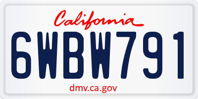 CA license plate 6WBW791