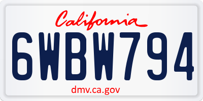 CA license plate 6WBW794
