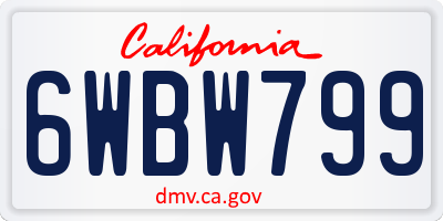 CA license plate 6WBW799