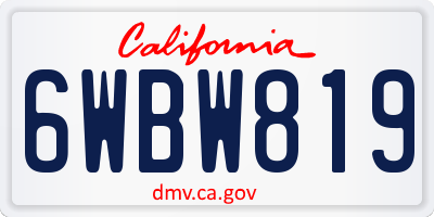 CA license plate 6WBW819