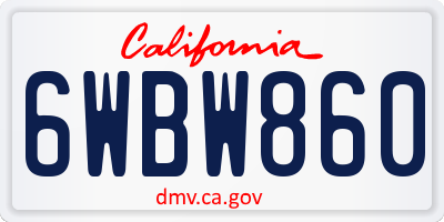 CA license plate 6WBW860