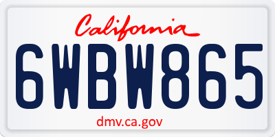 CA license plate 6WBW865