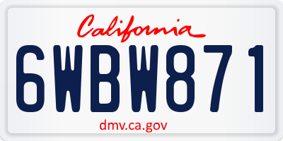 CA license plate 6WBW871