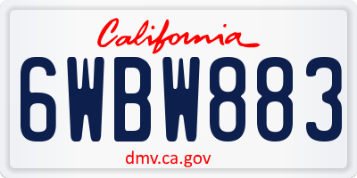 CA license plate 6WBW883