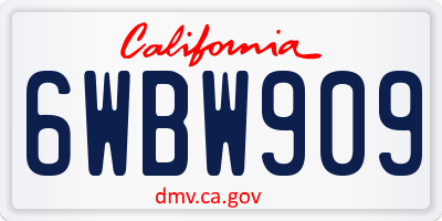 CA license plate 6WBW909