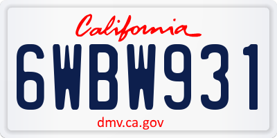 CA license plate 6WBW931
