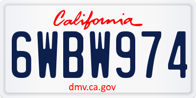 CA license plate 6WBW974