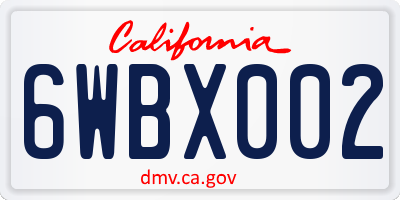 CA license plate 6WBX002