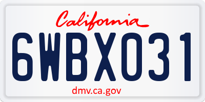 CA license plate 6WBX031