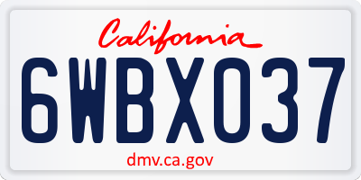 CA license plate 6WBX037