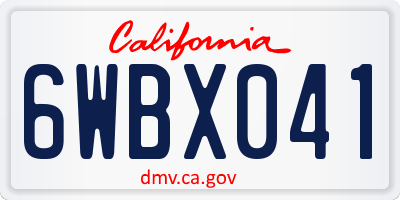 CA license plate 6WBX041