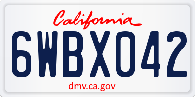 CA license plate 6WBX042