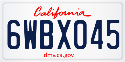 CA license plate 6WBX045