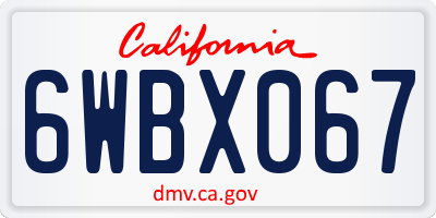 CA license plate 6WBX067