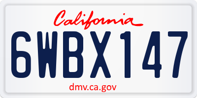 CA license plate 6WBX147