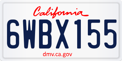 CA license plate 6WBX155
