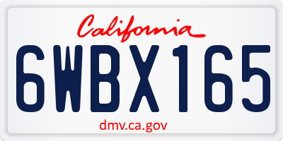 CA license plate 6WBX165