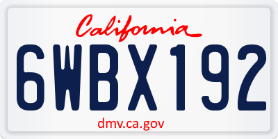 CA license plate 6WBX192