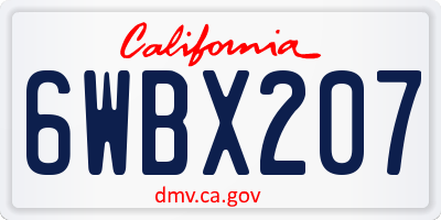 CA license plate 6WBX207