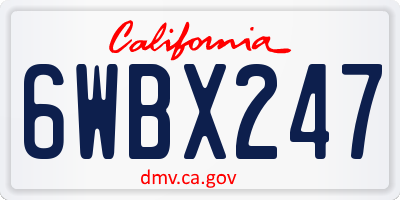 CA license plate 6WBX247