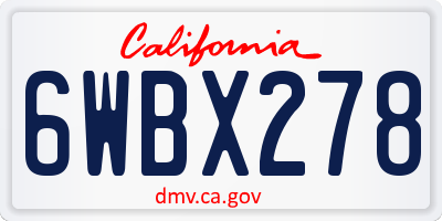 CA license plate 6WBX278