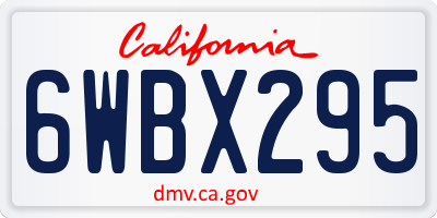 CA license plate 6WBX295