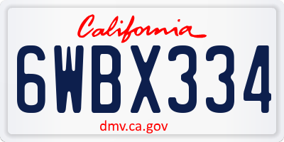 CA license plate 6WBX334