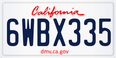CA license plate 6WBX335