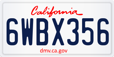 CA license plate 6WBX356